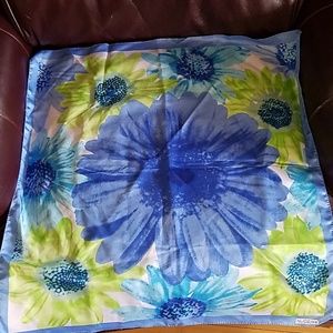 Vintage Nuoxiya Scarf Blues & Greens 23 x 23"